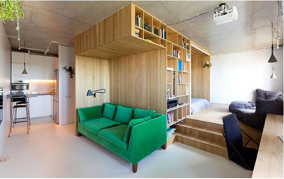 thiết kế thi công nội thất chung cư mini - tận dụng không gian sau ghế sopha