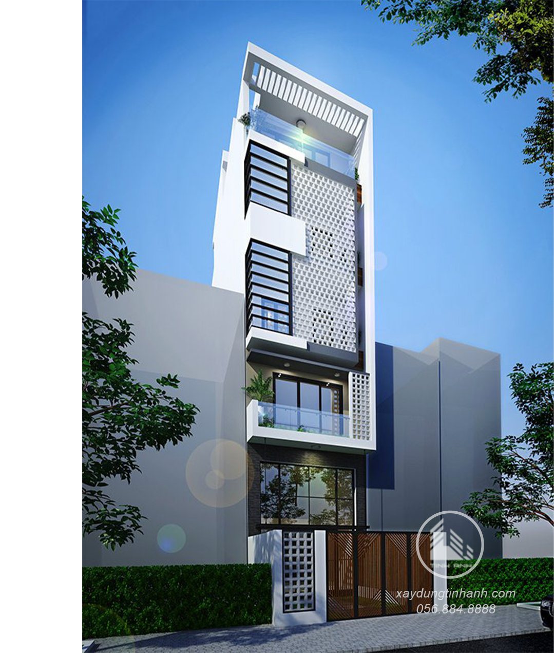 mẫu thiết kế nhà phố 4 tầng phong cách hiện đại _xaydungtinhanh