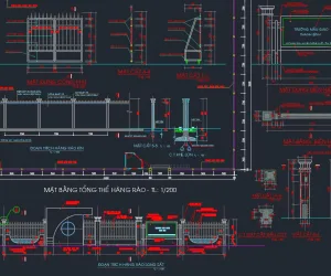 Mẫu bản vẽ cổng hàng rào đẹp File Cad