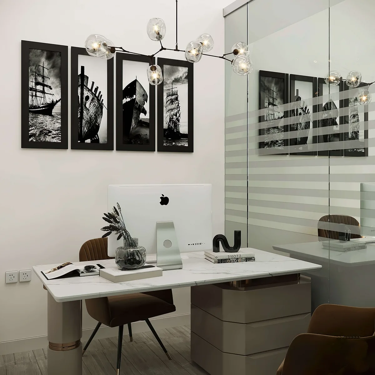 Cải tạo nội thất văn phòng - Gam màu đơn sắc trong trang trí tranh ảnh