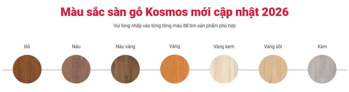 Màu sắc sàn gỗ Kosmos mới cập nhật 2026